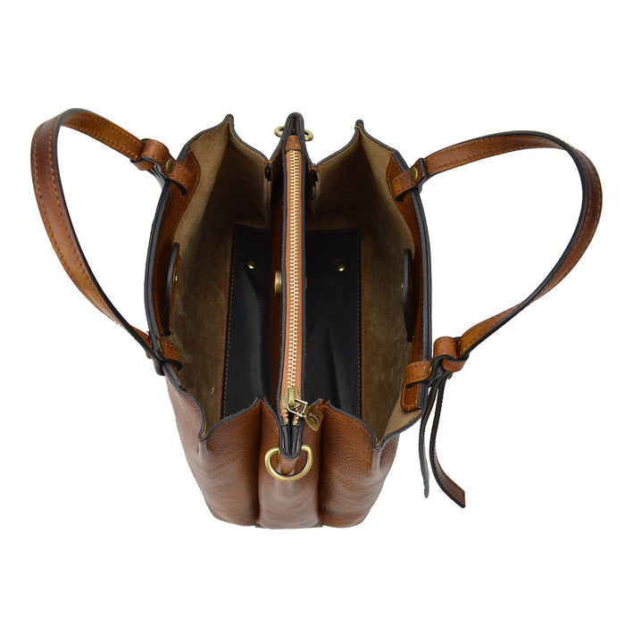 Pratesi Camperiti Ladies Handbag in Genuine Italian Vegetable Dyed Leather - Violet