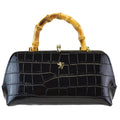 Pratesi Candeli Handbag K565 in genuine leather - Croco-Embossed Black - LQE