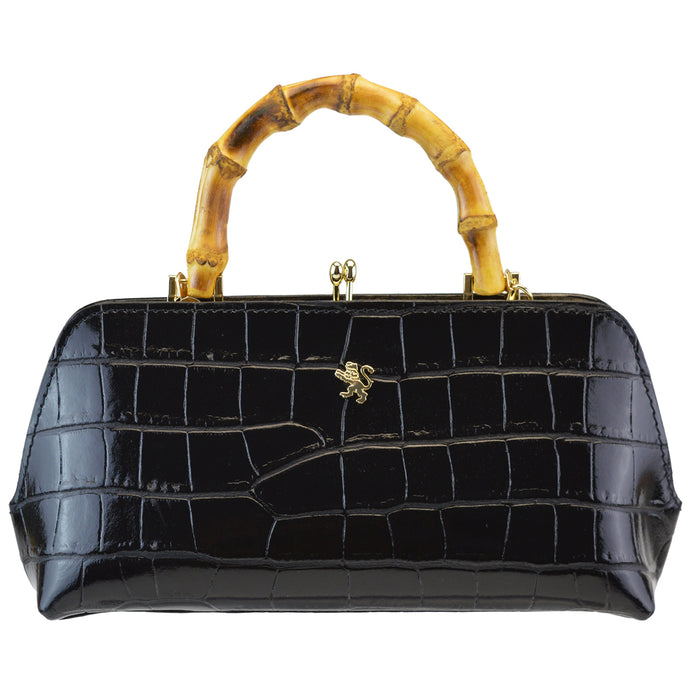 Pratesi Candeli Handbag K565 in genuine leather - Croco-Embossed Black - LQE