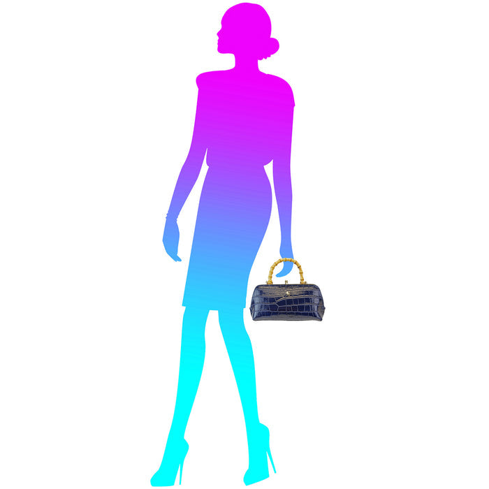 Pratesi Candeli Handbag K565 in genuine leather - Croco-Embossed Black - LQE