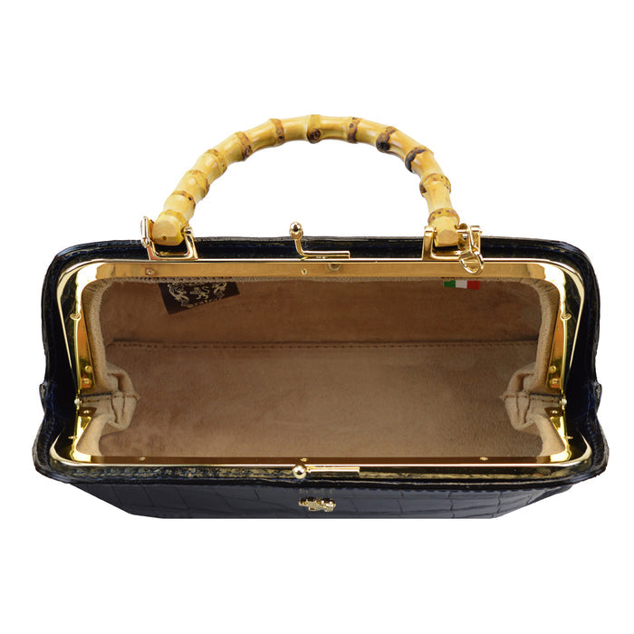 Pratesi Candeli Handbag K565 in genuine leather - Croco-Embossed Black - LQE