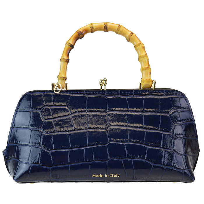Pratesi Candeli Handbag K565 in genuine leather - Croco-Embossed Black - LQE