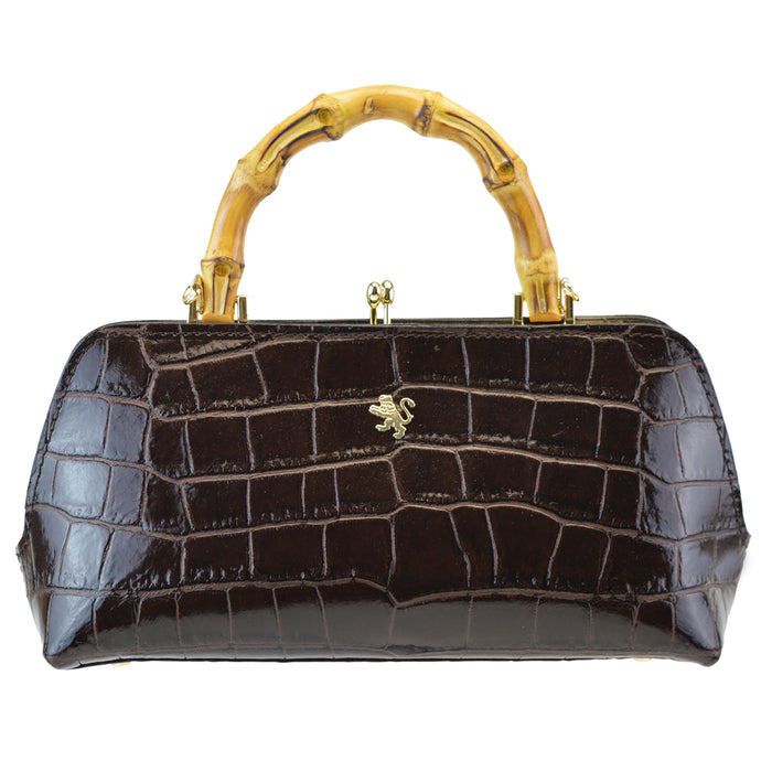 Pratesi Candeli Handbag K565 in genuine leather - Croco-Embossed Chianti - LQE