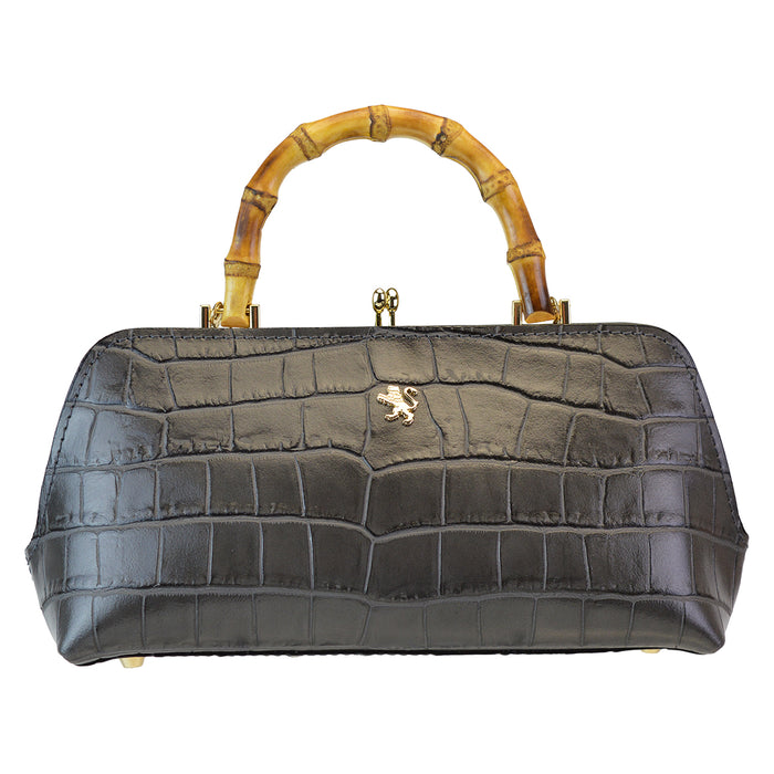 Pratesi Candeli Handbag K565 in genuine leather - Croco-Embossed Grey - LQE
