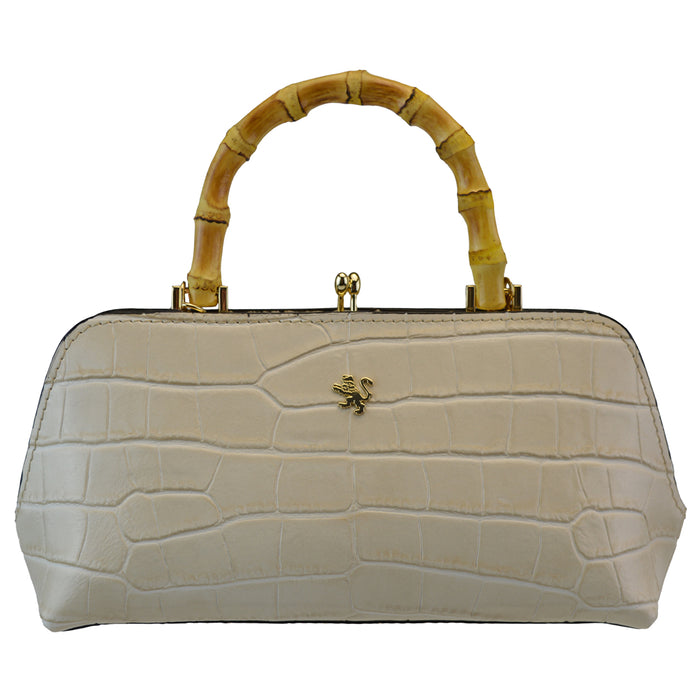 Pratesi Candeli Handbag K565 in genuine leather - Croco-Embossed White - LQE