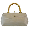 Pratesi Candeli Handbag K565 in genuine leather - Croco-Embossed White - LQE