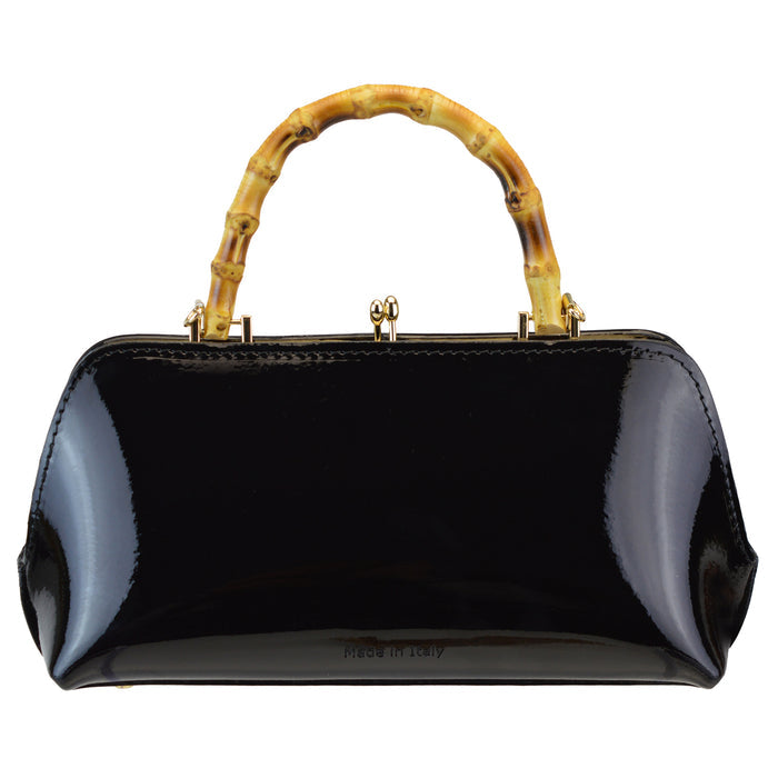 Pratesi Candeli Handbag V565 in patent calfskin - Patent Blach - LQE