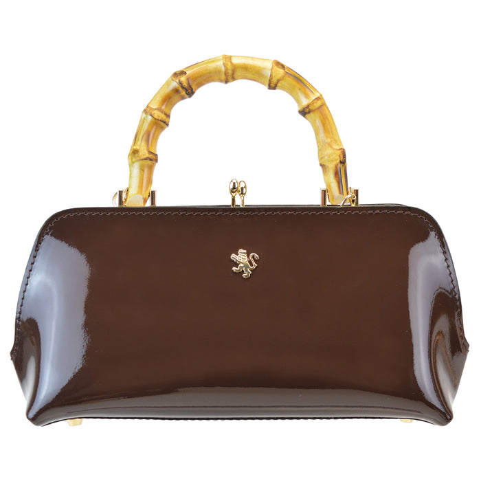 Pratesi Candeli Handbag V565 in patent calfskin - Patent Coffee - LQE