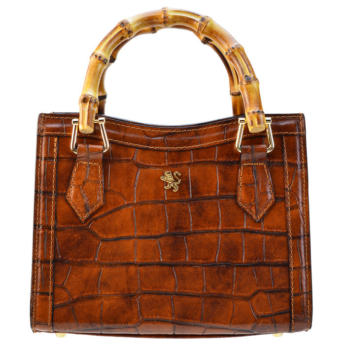Pratesi Capri Genuine Leather Lady's Bag in croco-embossed Italian leather