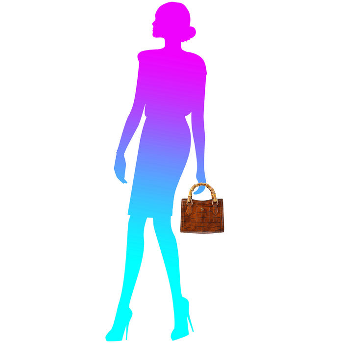 Pratesi Capri Genuine Leather Lady's Bag in croco-embossed Italian leather