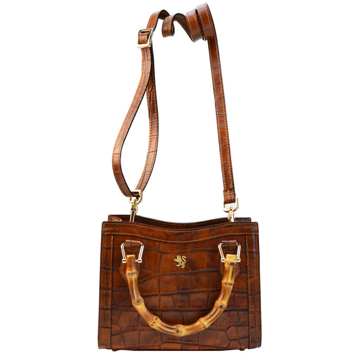 Pratesi Capri Genuine Leather Lady's Bag in croco-embossed Italian leather