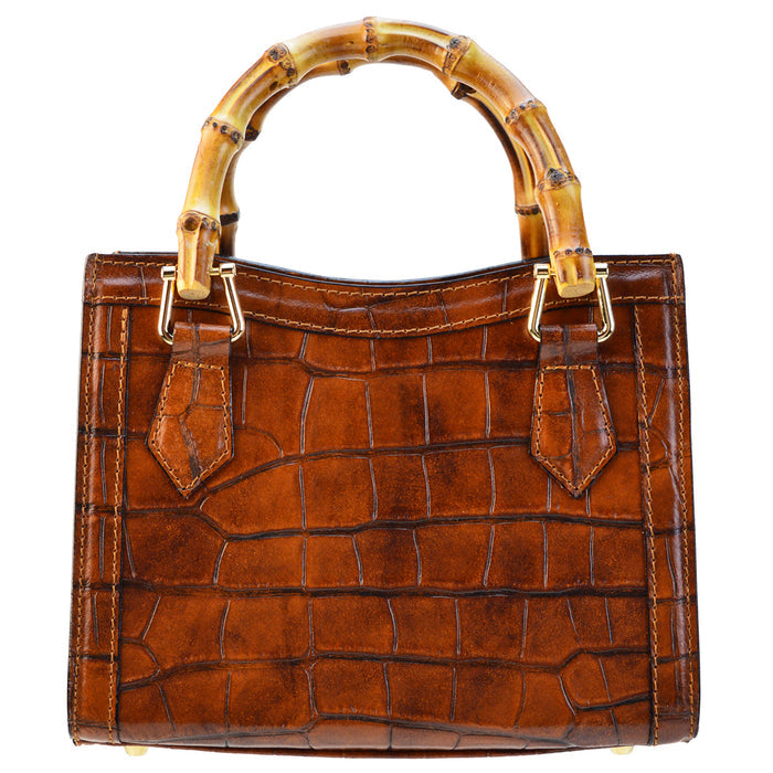 Pratesi Capri Genuine Leather Lady's Bag in croco-embossed Italian leather