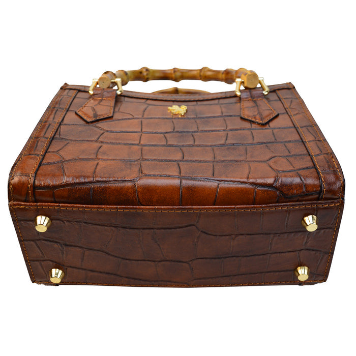 Pratesi Capri Genuine Leather Lady's Bag in croco-embossed Italian leather