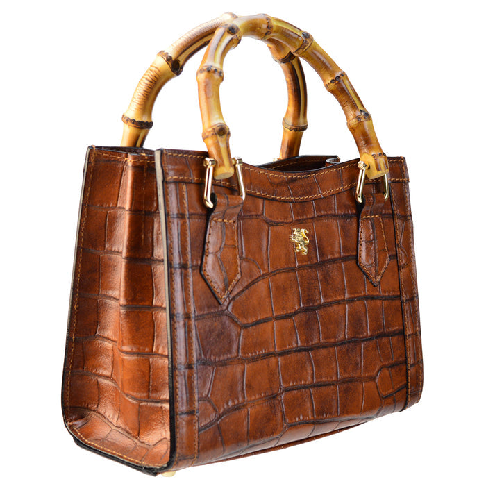 Pratesi Capri Lady's Bag in croco-embossed Italian leather - Black