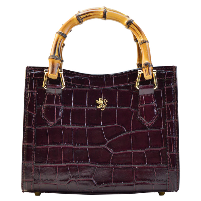 Pratesi Capri Lady's Bag in croco-embossed Italian leather - Chianti