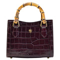 Pratesi Capri Lady's Bag in croco-embossed Italian leather - Chianti