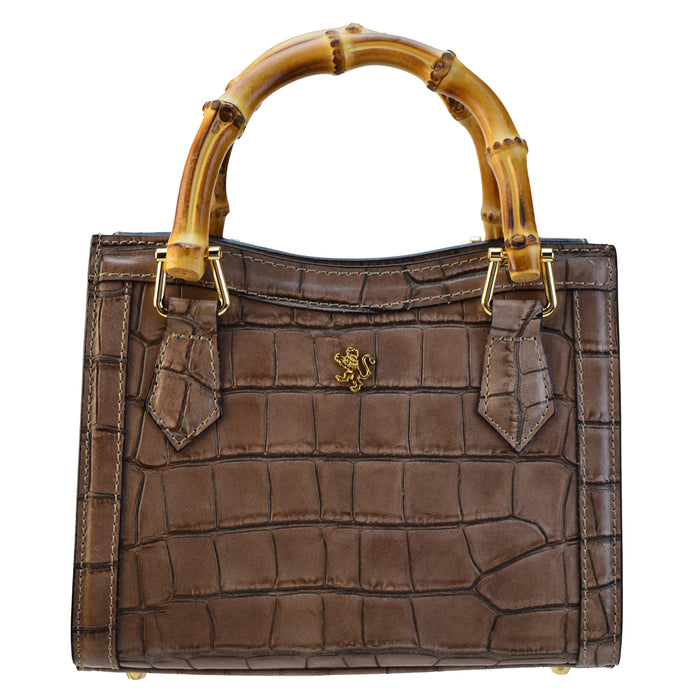 Pratesi Capri Lady's Bag in croco-embossed Italian leather - Grey