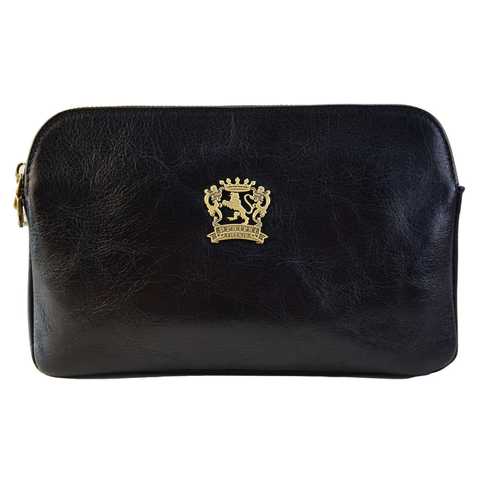 Pratesi Carmignano bag 2 zip 3 comp B195 - Vegetable Tanned Italian Leather Black