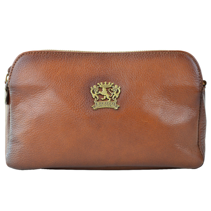 Pratesi Carmignano bag 2 zip 3 comp B195 - Vegetable Tanned Italian Leather Brown