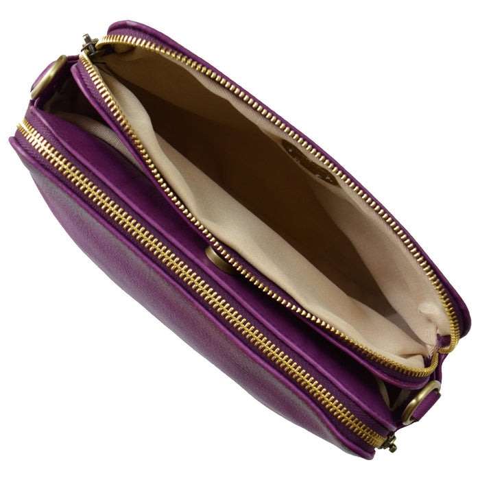 Pratesi Carmignano bag 2 zip 3 comp B195 - Vegetable Tanned Italian Leather Chianti