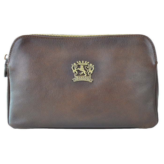 Pratesi Carmignano bag 2 zip 3 comp B195 - Vegetable Tanned Italian Leather Coffee