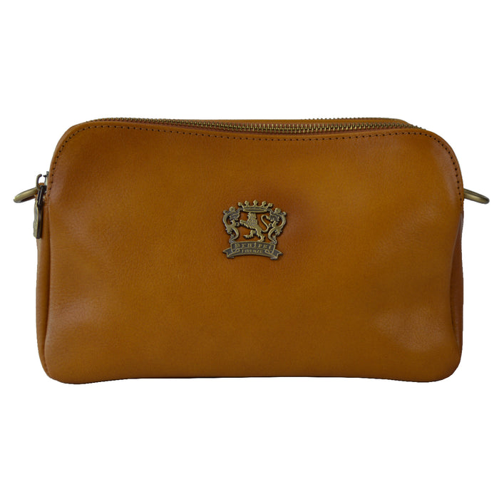 Pratesi Carmignano bag 2 zip 3 comp B195 - Vegetable Tanned Italian Leather Cognac