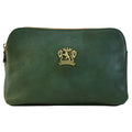 Pratesi Carmignano bag 2 zip 3 comp B195 - Vegetable Tanned Italian Leather Dark Green