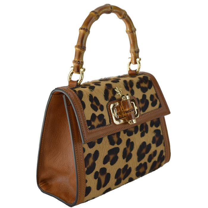 Pratesi Castalia C298/20L Lady Bag in genuine leather - Leopardo Cognac