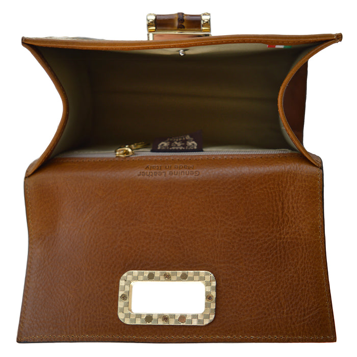 Pratesi Castalia C298/20L Lady Bag in genuine leather - Leopardo Cognac