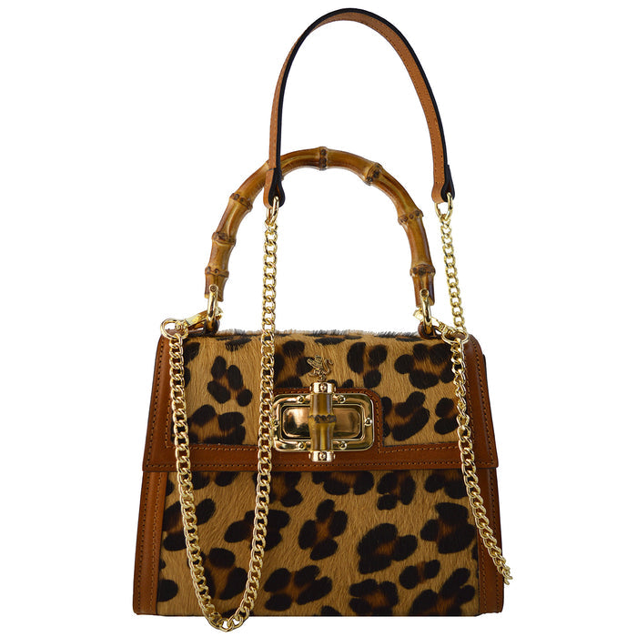 Pratesi Castalia C298/20L Lady Bag in genuine leather - Leopardo Cognac
