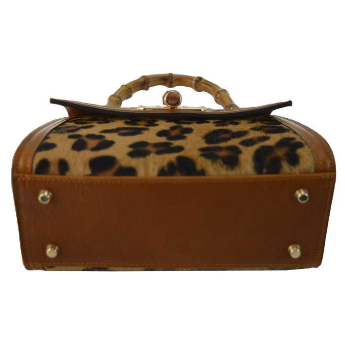 Pratesi Castalia C298/20L Lady Bag in genuine leather - Leopardo Cognac
