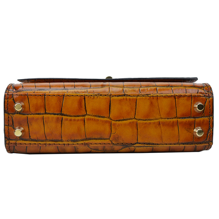 Pratesi Castalia K298/20 Lady Bag in genuine croco embossed leather - Black - SALE!