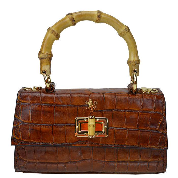 Pratesi Castalia Lady Bag in genuine Italian leather - Croco Embossed Leather Brown