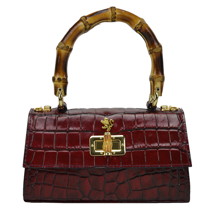 Pratesi Castalia Lady Bag in genuine Italian leather - Croco Embossed Leather Chianti
