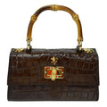 Pratesi Castalia Lady Bag in genuine Italian leather - Croco Embossed Leather Coffee