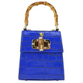 Pratesi Castalia Lady Bag in genuine Italian leather - Croco Embossed Leather Electric Blue