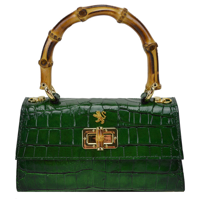 Pratesi Castalia Lady Bag in genuine Italian leather - Croco Embossed Leather Emerald