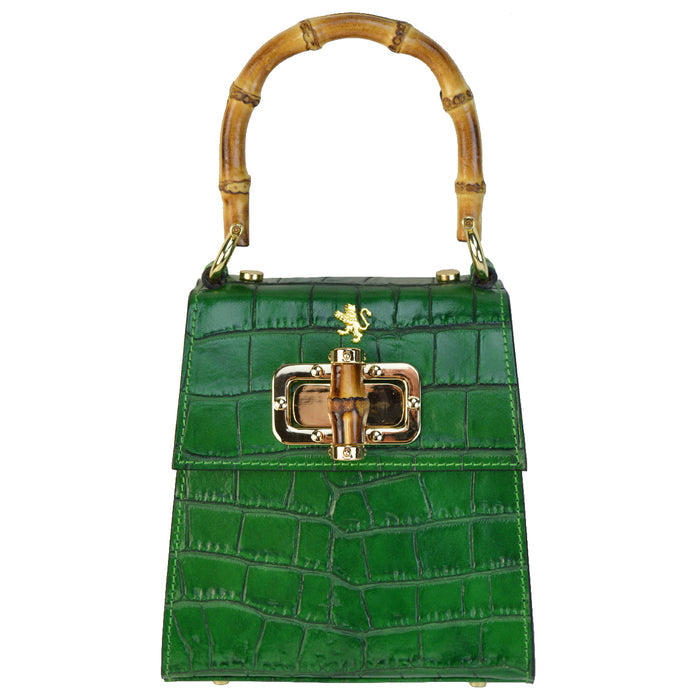 Pratesi Castalia Lady Bag in genuine Italian leather - Croco Embossed Leather Emerald