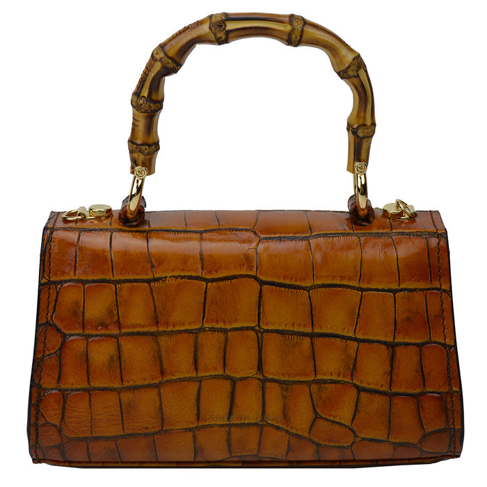 Pratesi Castalia Lady Bag in genuine Italian leather - Croco Embossed Leather Emerald