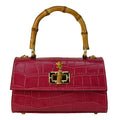 Pratesi Castalia Lady Bag in genuine Italian leather - Croco Embossed Leather Fuxia