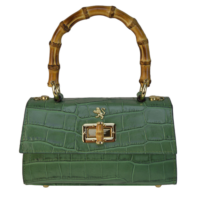 Pratesi Castalia Lady Bag in genuine Italian leather - Croco Embossed Leather Green