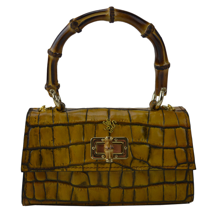 Pratesi Castalia Lady Bag in genuine Italian leather - Croco Embossed Leather Mustard