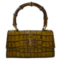 Pratesi Castalia Lady Bag in genuine Italian leather - Croco Embossed Leather Mustard