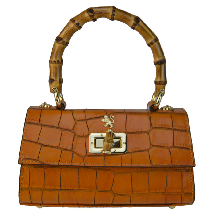 Pratesi Castalia Lady Bag in genuine Italian leather - Croco Embossed Leather Orange