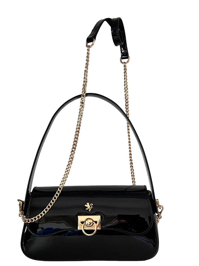 Pratesi Castellina Italian Handbag in Patent Leather - Black