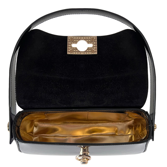 Pratesi Castellina Italian Handbag in Patent Leather - Black
