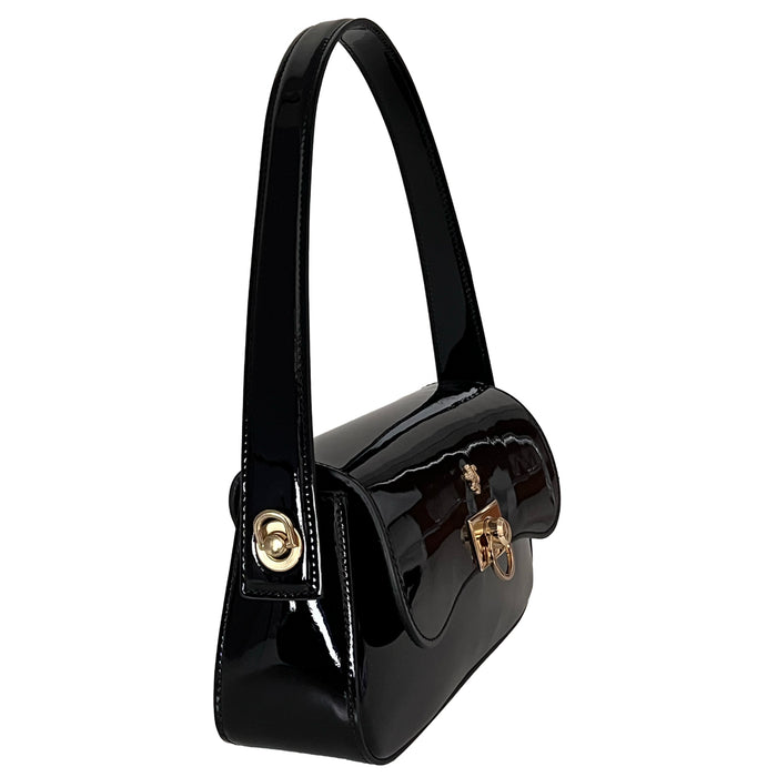 Pratesi Castellina Italian Handbag in Patent Leather - Black