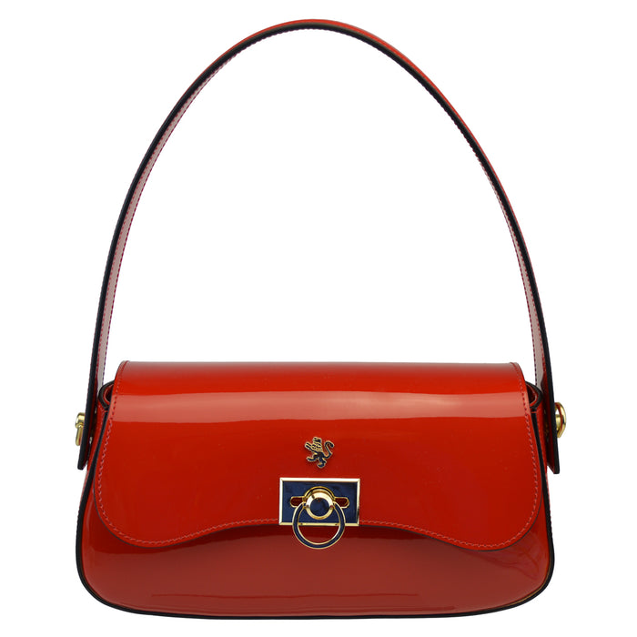 Pratesi Castellina Italian Handbag in Patent Leather - Cherry