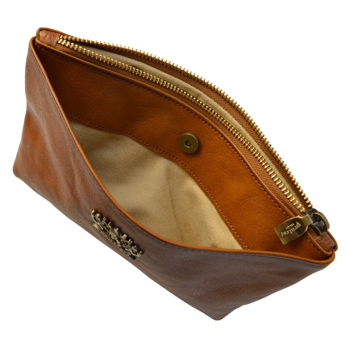 Pratesi Ciliana Clutch in Vegetable Dyed Leather - Brown