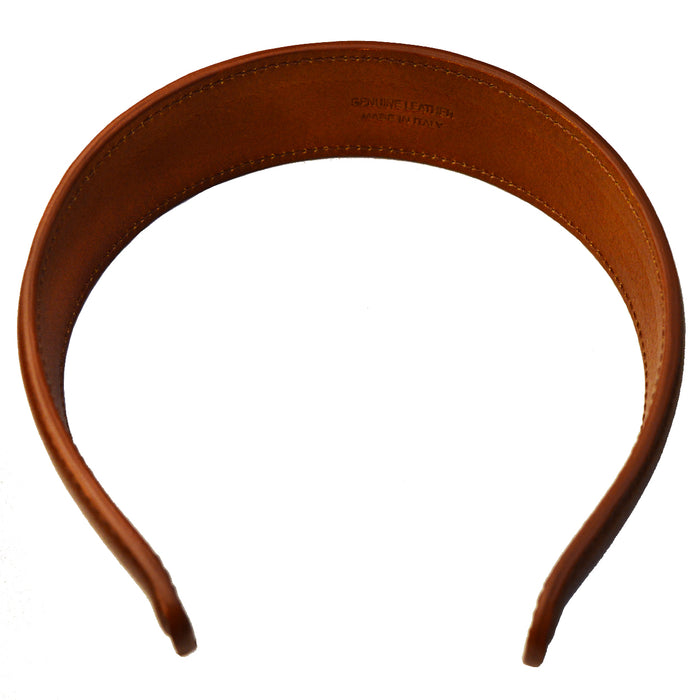 Pratesi Colla hair hoop B517 in Genuine Leather - Brown